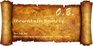 Ohrenstein Beatrix névjegykártya